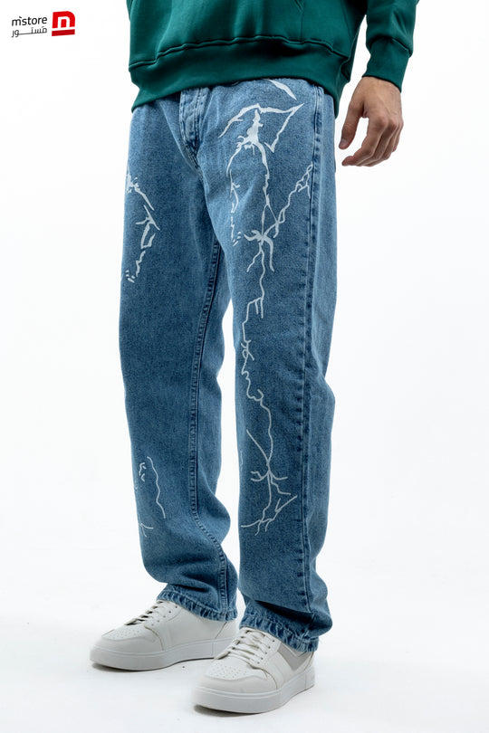 wide leg/print jeans 1