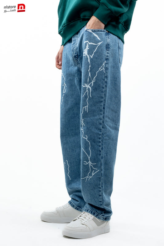 wide leg/print jeans 1